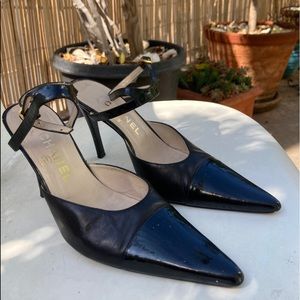 Channel ankle strap high heel. Black. 37.5